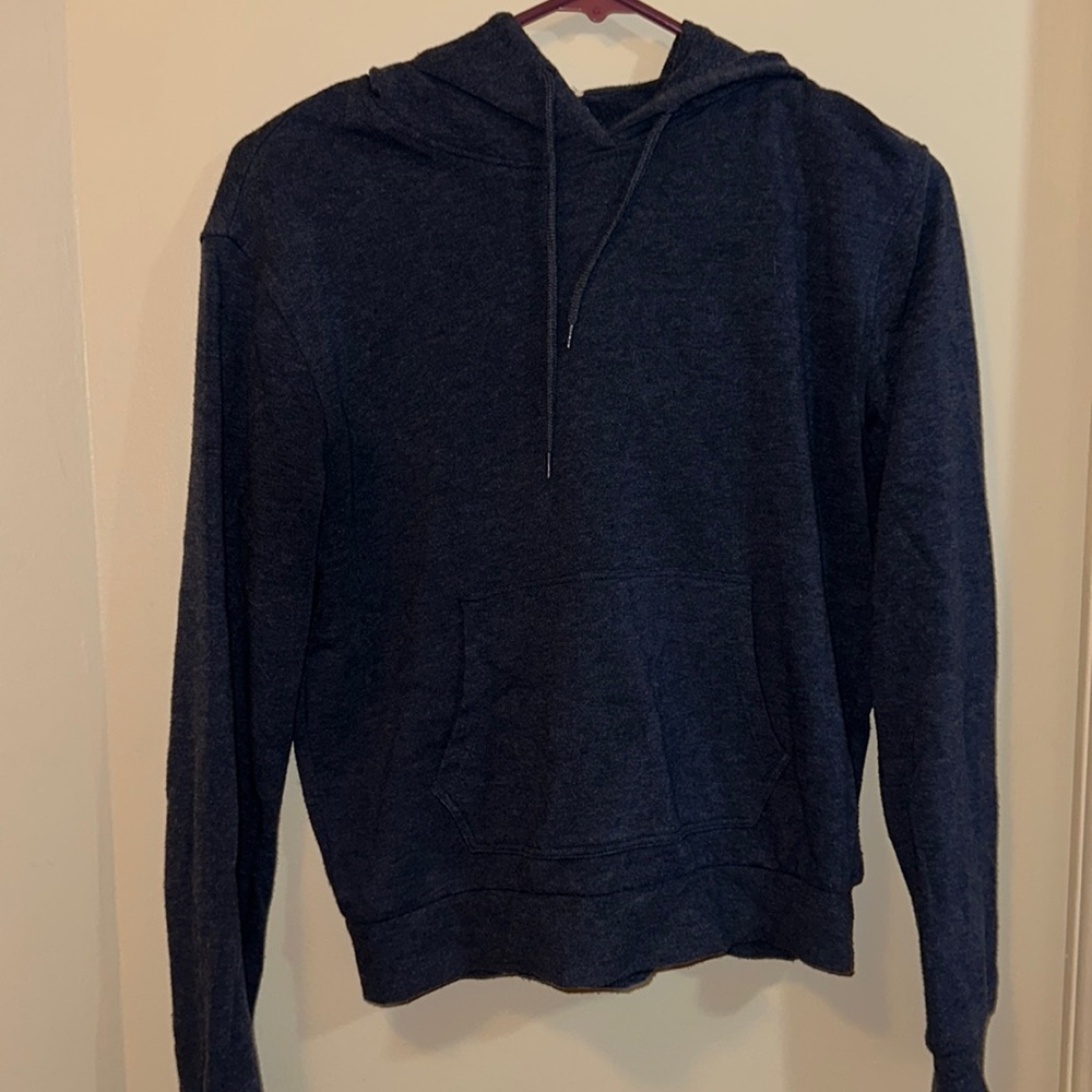 Garage sweatshirt, size small. Navy blue/gray color